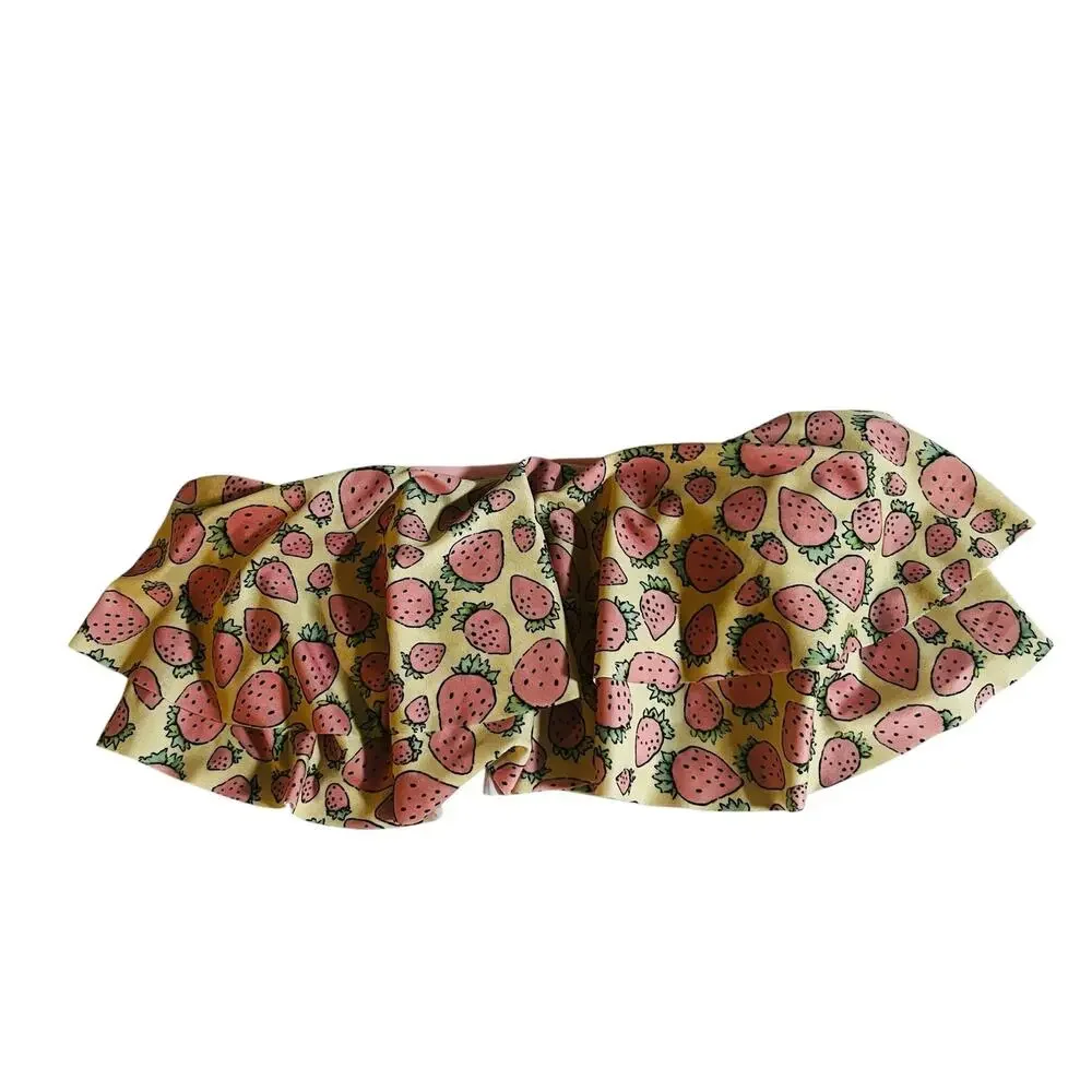 Lolli Strawberry Print Ruffle Strapless Bikini Top Size M Medium NWT